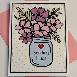 Motif floral : câlins : fête des mères, sympathie, pensée pour vous, amour, anniversaire de mariage, cadeau fait main avec enveloppe