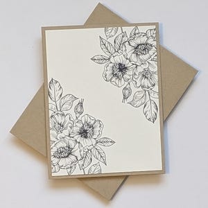 Carte de correspondance vierge, typographie florale, toutes occasions, anniversaire, papeterie florale, carte pour partenaire, fait main, avec enveloppe, cadeau