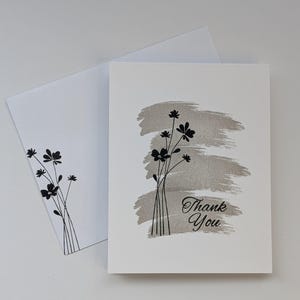 Carte florale de remerciement A2 faite main avec enveloppe assortie, intérieur vierge - à l'unité ou par lot | Carte d'appréciation, de gratitude, toutes les occasions