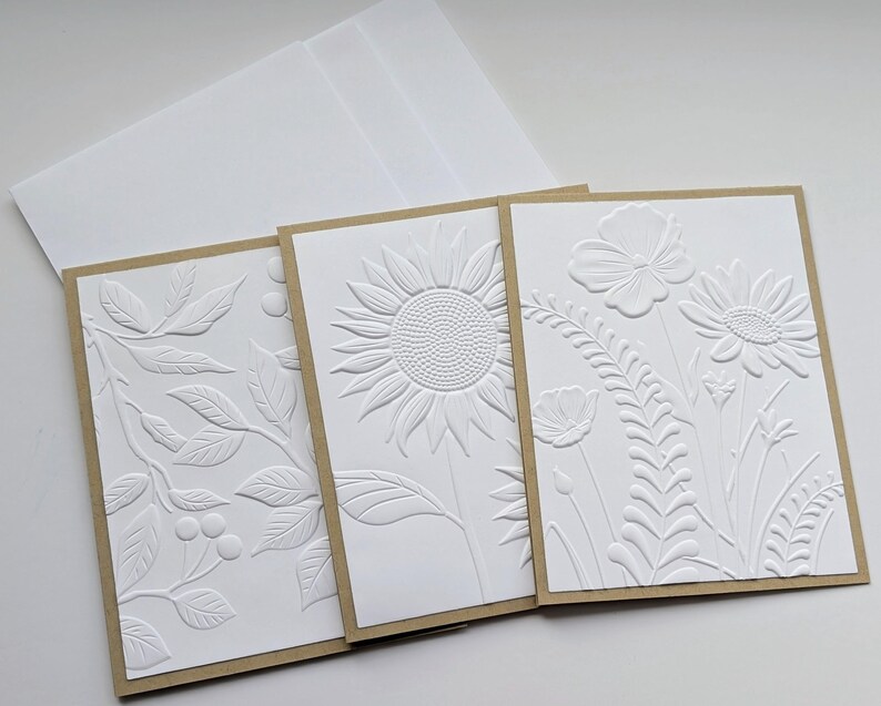 Minimalist Embossed Floral Card Set – Blank Thank You Thinking of You ...
