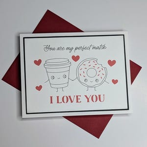 Carte d'amour mignonne et amusante faite à la main - « Vous êtes ma partenaire idéale, je t'aime » / Avec enveloppe - Pour anniversaires, couples, romantique, pour lui ou elle