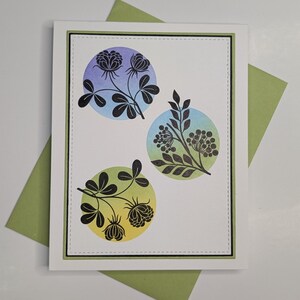 Cartão botânico em branco – Saudação com círculos florais feitos à mão – Pensando em você, Aniversário, Dia das Mães, Obrigado, Simpatia – Personalização oferecida