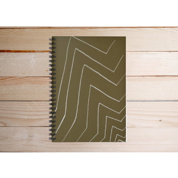 Spiral Notebook | Blank Journal | Modern Chalk Design | Minimalist Modern | Abstracted Art | Gift-for | Notebook | Army Green