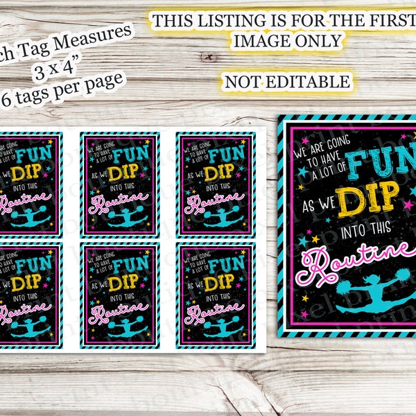 INSTANT DOWNLOAD: Fun As We Dip Into This Routine Dance Team Squad Cheer Sports Good Luck Cheerleading Championship Tag Pop Rocks Gift Tags
