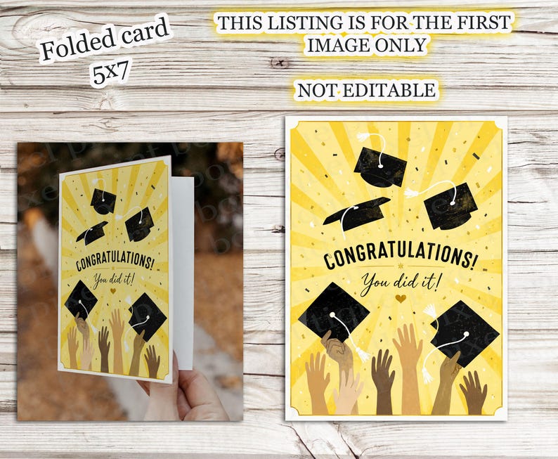 INSTANT DOWNLOAD Printable 5x7 Foldable Graduation Card Congratulations ...