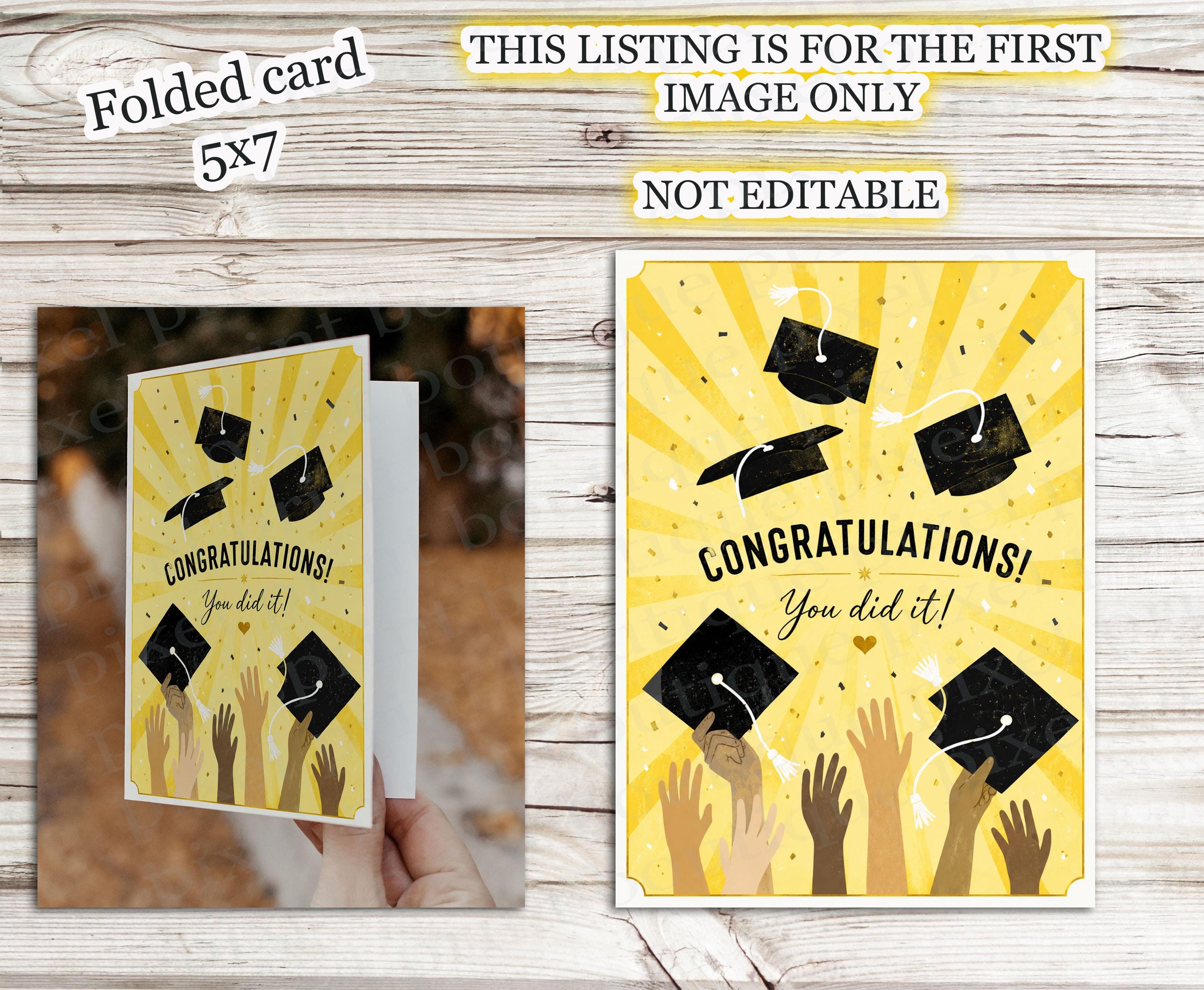 INSTANT DOWNLOAD Printable 5x7 Foldable Graduation Card Congratulations ...