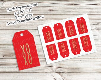 INSTANT DOWNLOAD Printable XOXO Hugs & Kisses Valentine Day Tags 3.5"x2" Generic Happy Valentine's Day Tag, A Little Treat for Someone Sweet