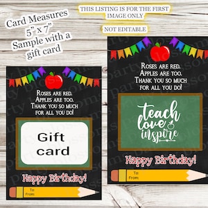 TÉLÉCHARGEMENT INSTANTANÉ Imprimable 5 x 7 roses sont rouges Merci pour tout ce que vous faites Joyeux anniversaire professeur titulaire de la carte, Amazon Target Coffee
