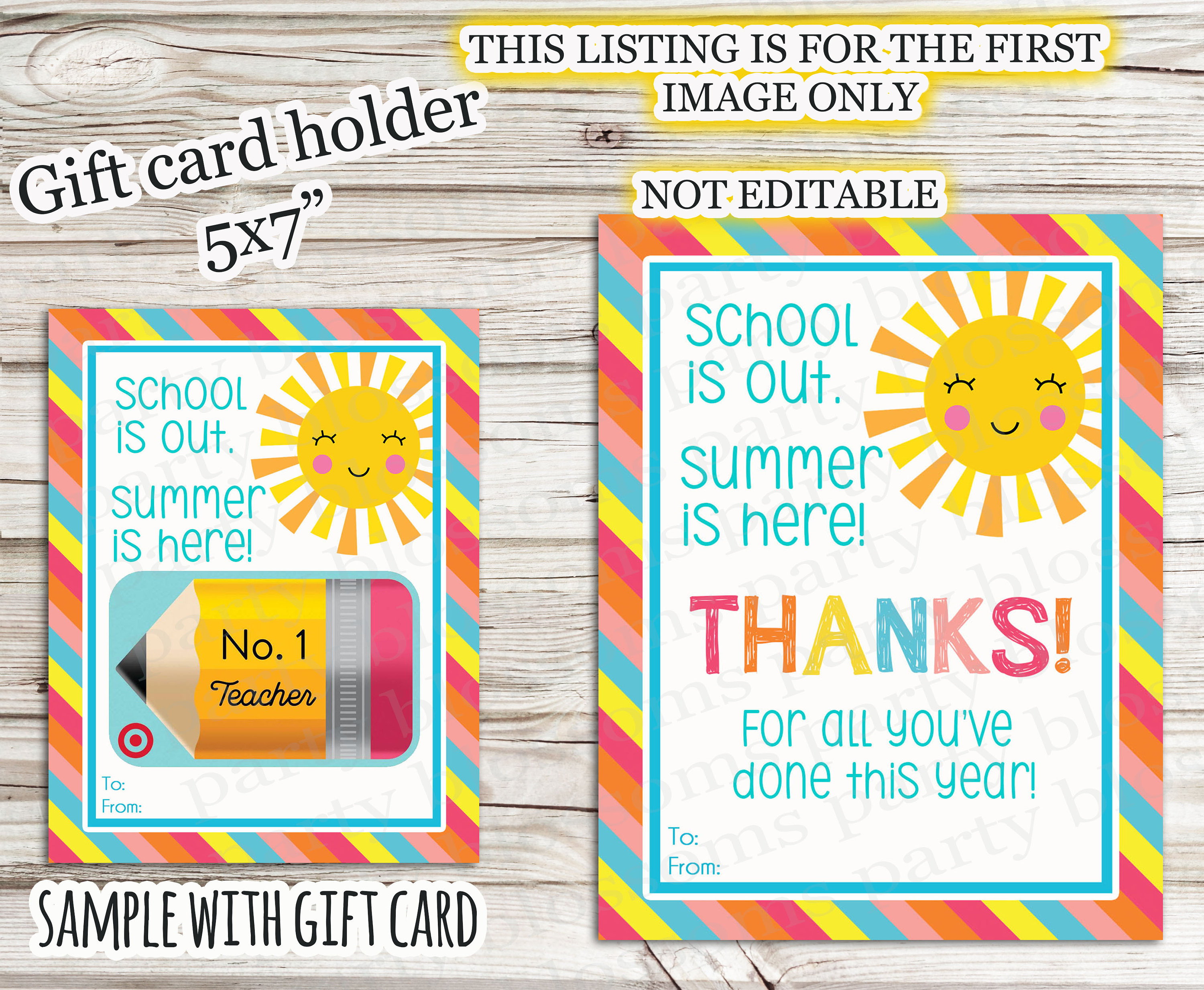 INSTANT DOWNLOAD Printable 5x7 Thanks for Being a Star Teacher, Movie ...