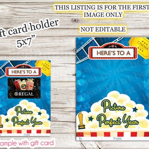 INSTANT DOWNLOAD Printable 5x7 Here&#39;s To A Picture Perfect Year Star Teacher, Movie Gift Card Holder Appreciation Popcorn