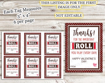 INSTANT DOWNLOAD Thanks For The Important Roll Role Tootsie You Play Every Day Tag Happy Valentines Day Teacher Staff Employee Appreciation
