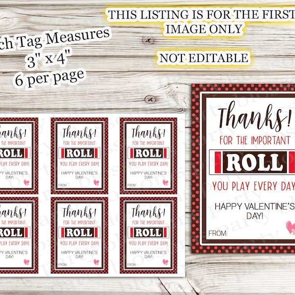 INSTANT DOWNLOAD Thanks For The Important Roll Role Tootsie You Play Every Day Tag Happy Valentines Day Teacher Staff Employee Appreciation