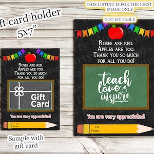 TÉLÉCHARGEMENT INSTANTANÉ Imprimable 5 x 7 roses sont rouges Merci pour tout ce que vous faites Happy Teacher Porte-cartes cadeau très apprécié, Amazon Target Coffee