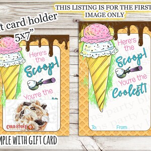 TÉLÉCHARGEMENT IMMÉDIAT : voici la boule, porte-cartes cadeau crème glacée You're the Coolest, Cold Stone Baskin robbins, Ben Jerry, entraîneur d'enseignants imprimable