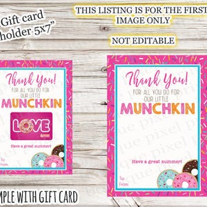 TÉLÉCHARGEMENT IMMÉDIAT Merci pour tout ce que vous faites pour notre Little Munchkin Donut Coffee Latte Teacher Porte-cadeau Enseignant d'âge préscolaire Super été