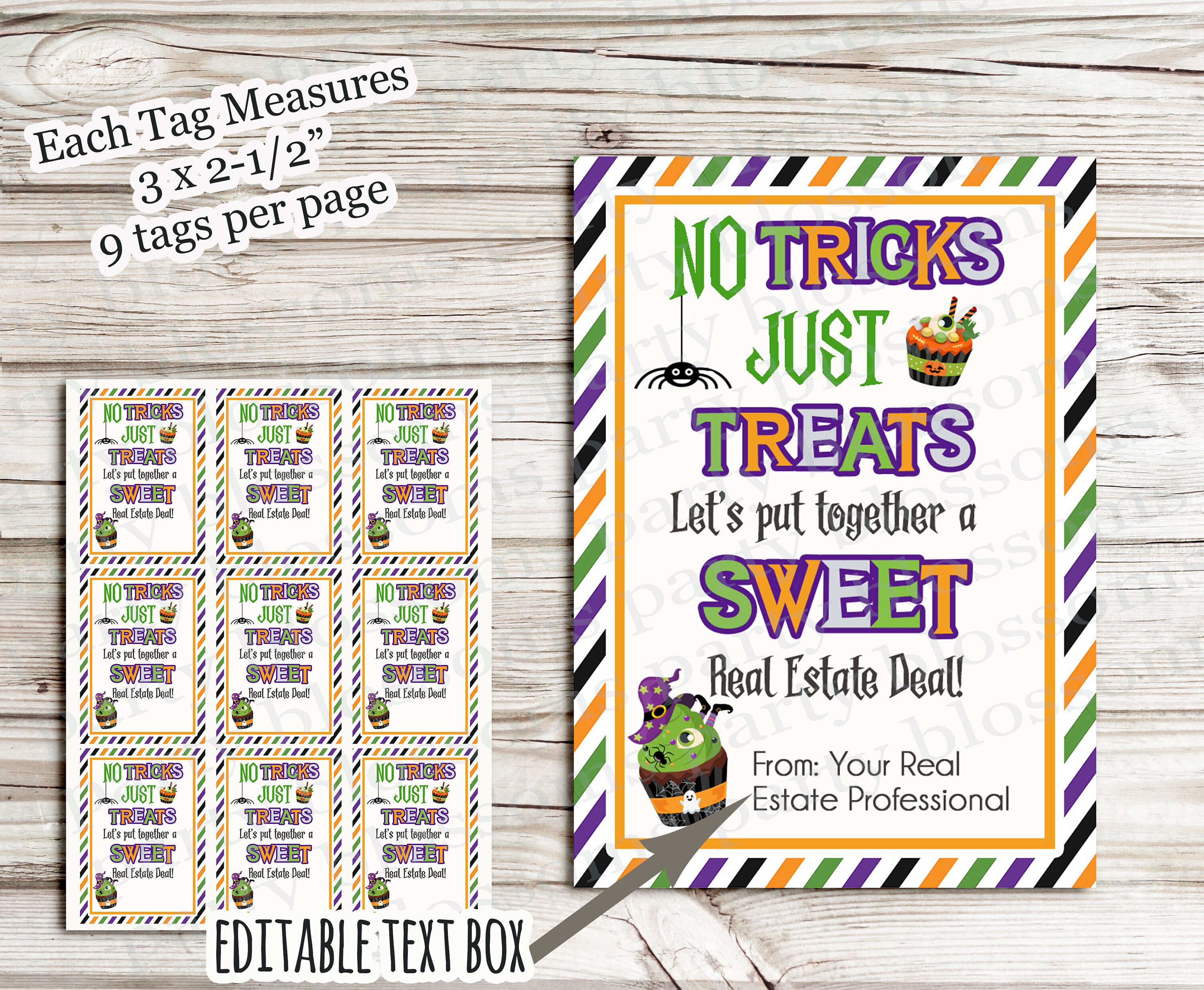 INSTANT DOWNLOAD Editable Printable Halloween No Tricks Just Treats Put ...