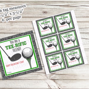 DOWNLOAD INSTANTÂNEO Kids Valentine Você é um Tee-rific Fantástico Amigo Golf Hole In One Sports Valentine Treat Tag, Tag de classe para impressão