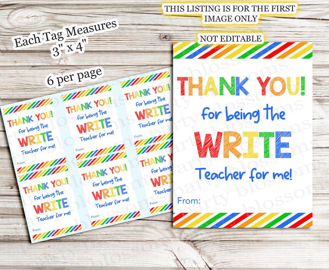 INSTANT DOWNLOAD Thank You for Being the Write Teacher for Me School ...