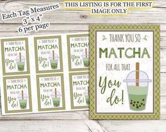 INSTANT DOWNLOAD Thank You So Matcha For All That You Do Coffee Tea Boba Teacher Staff Employee Appreciation Green Tea Frappuccino