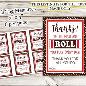INSTANT DOWNLOAD Thanks For The Important Roll Role Tootsie You Play Every Day Tag Day Teacher Staff Employee Appreciation image 1