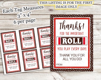 INSTANT DOWNLOAD Thanks For The Important Roll Role Tootsie You Play Every Day Tag Day Teacher Staff Employee Appreciation