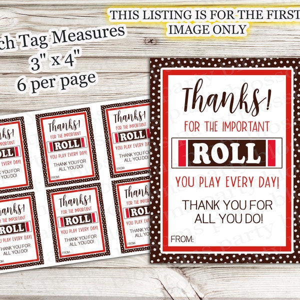 INSTANT DOWNLOAD Thanks For The Important Roll Role Tootsie You Play Every Day Tag Day Teacher Staff Employee Appreciation