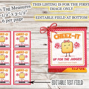 NATYCHMIASTOWE POBIERANIE: Cheez It Up For The Judges Dance Team Squad Cheer Sports Powodzenia Cheerleader Championship Tag Cheese Cracker Gift Tags