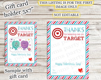 INSTANT DOWNLOAD Thanks For Keeping Me On Target Appreciation Gift Card Holder Valentines Day Printable Teacher Coach Friend Principal