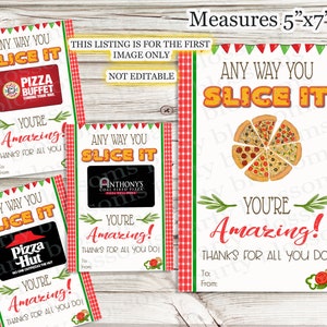 INSTANT DOWNLOAD: Hoe je het ook snijdt, je bent geweldig Pizza Cadeaukaarthouder Afdrukbaar Bedankt, Waarderingskaart, Italiaans, Eindejaarskaart