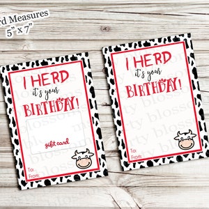 SOFORTIGER DOWNLOAD: I Herde It's Your Birthday Hühnernugget Geschenkkartenhalter Scheune Kuh Bauernhof Printable Lehrer Trainer Freundin DIY Happy Birthday
