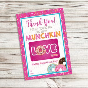 DOWNLOAD INSTANTÂNEO Obrigado por tudo que você faz pelo nosso pequeno Munchkin Donut Café Latte Titular do cartão de presente do professor Apreciação pré-escolar