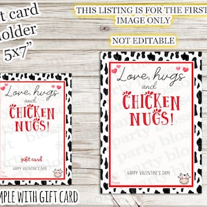 SOFORTIGER DOWNLOAD Love Hugs Cherry Nugs Moo-velous Valentinstag Huhn nugget Geschenkkartenhalter Kuh Printable Lehrer Trainer Freund Personal