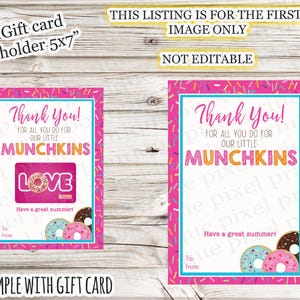 TÉLÉCHARGEMENT IMMÉDIAT Merci pour tout ce que vous faites pour notre Little Munchkins Donut Coffee Latte Teacher Porte-cadeau Préscolaire Super été
