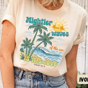 Comfort Colors® Christian Ocean T-shirt, Beachy Bible Verse Jesus Tee, Womens Summer Religious Encouragement Gift, Coastal Sea Faith