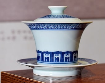 120cc chinese JingDeZhen Handmade Ma Ti GaiWan Porcelain tea cup Gongfu tureen