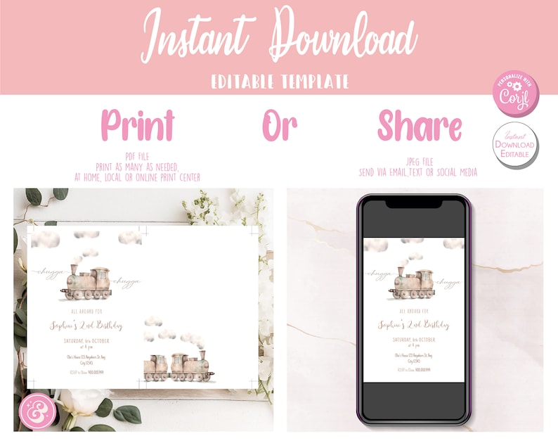 Birthday Invitation, Birthday Girl, Template, Instant Download Editable ...