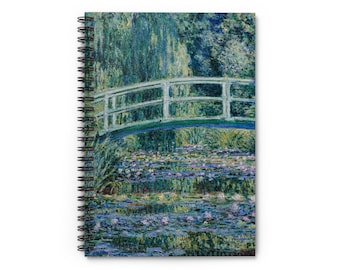 Spiral Notebook - Ruled Line  | Claude Monet - Water Lilies and Japanese Bridge (1897-1899) | Impressionism Classical Art Lover