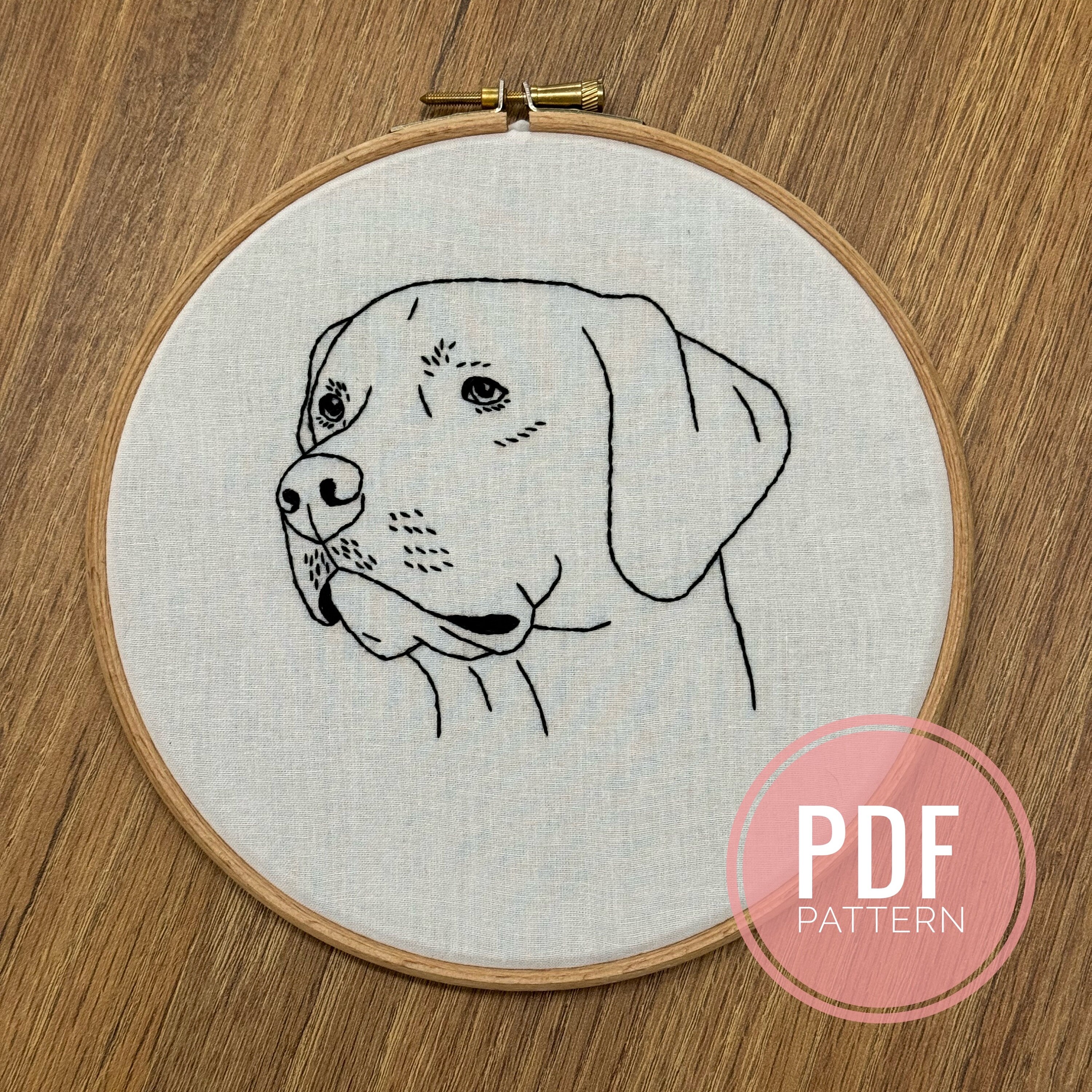 Labrador Pattern Printable Labrador Retriever Hand Embroidery PDF Pattern, Dog Outline Portrait ...