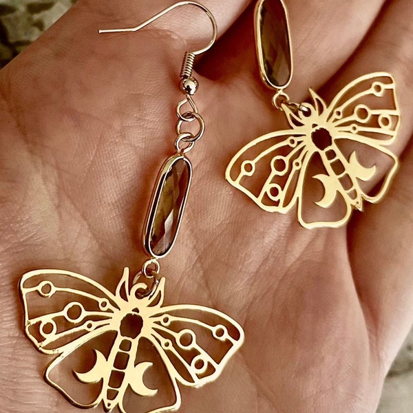 Dangle drop earrings cute jewelry butterfly earring set moth earrings cute jewelry charms alternative clothing accessories hollow forms art