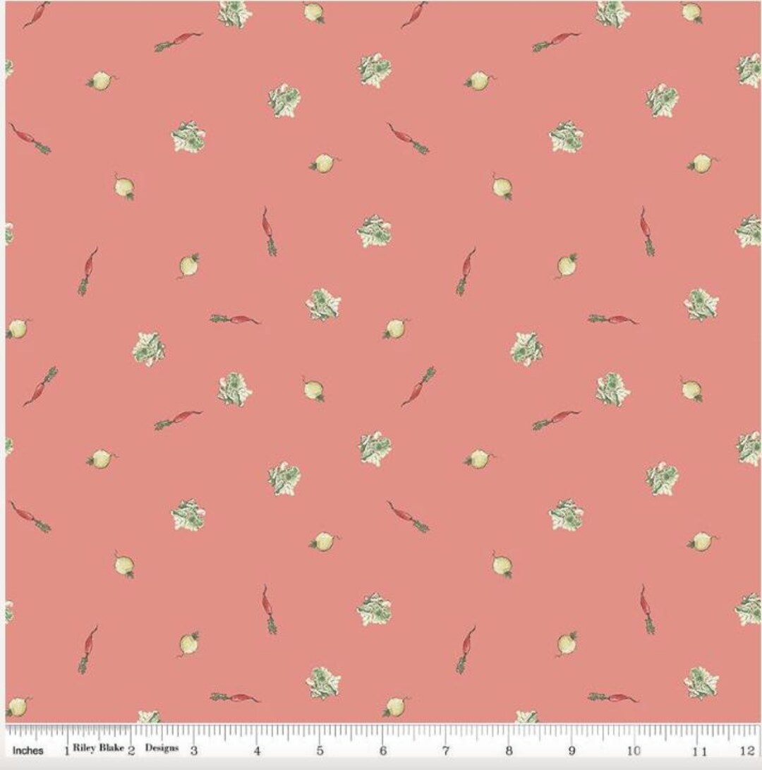 Peter Rabbit Veggie Fabric Coral Riley Blake Nursery Quilt Cotton ...