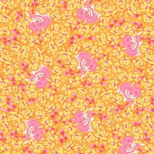 Tula Pink /Chubby Cheeks /Buttercup /Metallic Besties /Free Spirit Fabric /BTHY /BTY /Cut continuous