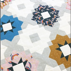 Vintage Tiles Quilt Pattern/Lou Orth Designs/ /FAT QUARTER FRIENDLY / Printed /3 sizes + Pillow Option - Modern Meets Classic