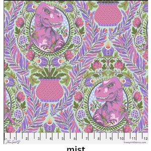 Tree Rex /Roar! by Tula Pink /mist /blush /Free Spirit Fabrics - By the Yard /By the Half Yard