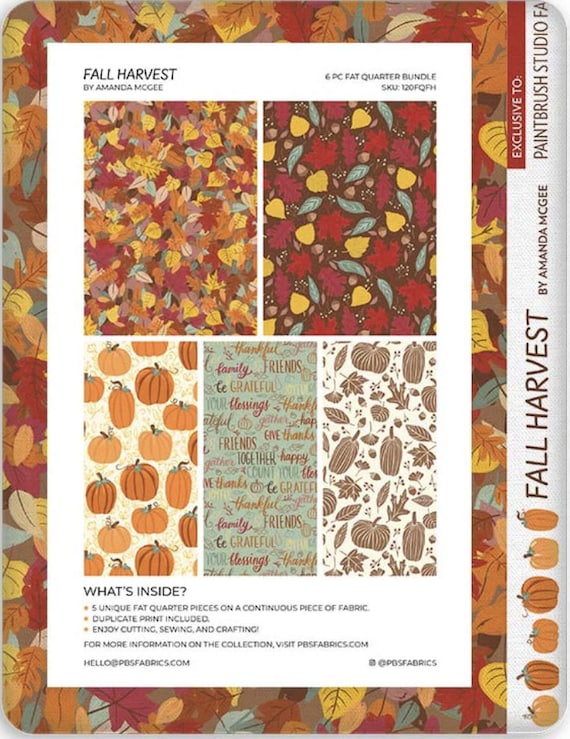 Fall Harvest /amanda Mcgee /PBS Fabrics /flat Stack /(6 Pieces)