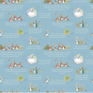 The Tale of PETER RABBIT /TEXT /Blue /Beatrix Potter /Riley Blake Designs/C14701-Blue /By the Half Yard /By the Yard /Cut continuous