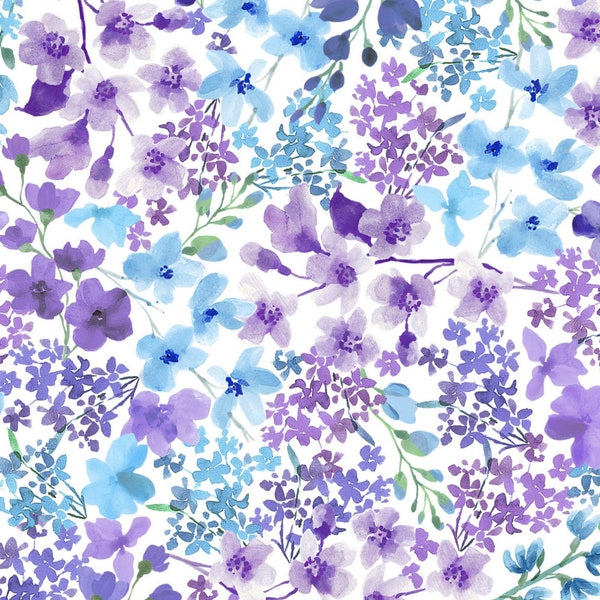 Bloom Bright /Packed Flowers - Blue/Violet /Maywood Studio /BTY /BTHY /Cut Continuous /MASD671-BV