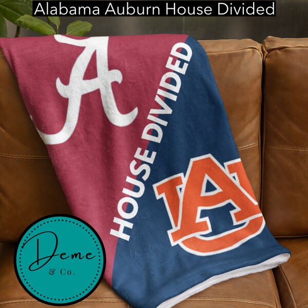 University of Alabama and Auburn University House Divided Blanket, Gift Throw, War Eagles, Crimson Tide, Gift for Her, Gift for Him