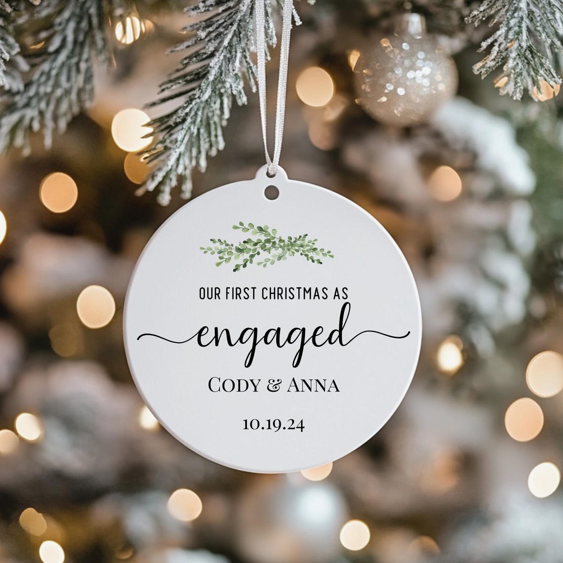Engaged Tag Personalized Engagement Gift Ornament, First Christmas Engaged Gifts ...