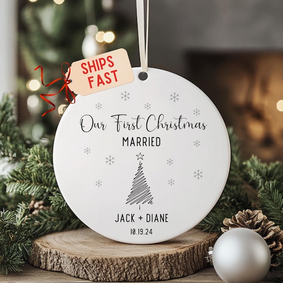 First Christmas Married Husband and Wife,personalized Newlywed