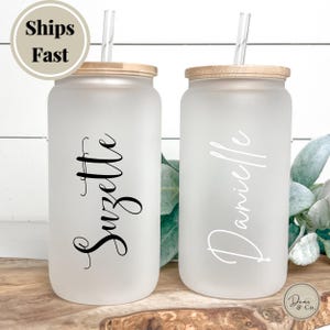 Personalized Iced Coffee Cup for Friend, Custom Beer Glass Tumbler with Lid and Straw, Birthday, Mother’s Day or Bridesmaid Proposal Gift